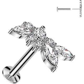 Labret abstract leaves zirconia convex back Push-In