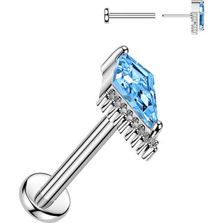 Labret prong setting kite cubic zirconia Push-In