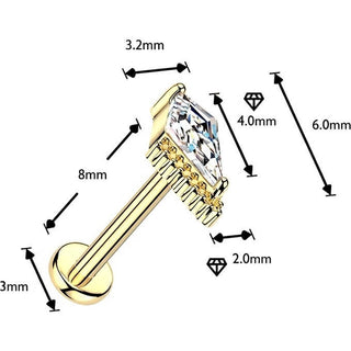 Labret prong setting kite cubic zirconia Push-In