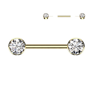 Titanium Nipple Piercing Flat Zirconia Push-In