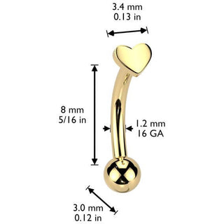 Titanio Barbell Curvo corazón Push In