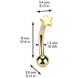 Titanio Barbell Curvo Estrella Push In