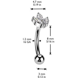 Titanio Ceja hoja circonita talla marquesa Push In