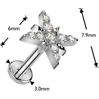 Titanium cubic zirconia pave starburst Push-In