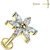 Titanium flower with 6 marquise cubic zirconia petals Push-In