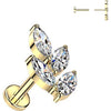 Titanium marquise cubic zirconia leaf Push-In