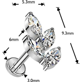 Titanium marquise cubic zirconia leaf Push-In