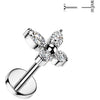 Titanium Stud Earring butterfly ball zirconia