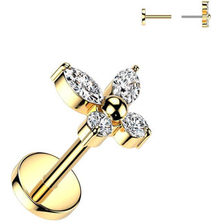 Titanium Stud Earring butterfly ball zirconia