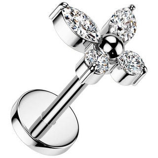 Titanium Stud Earring butterfly ball zirconia