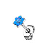 Titanium Stud Earring Titan Threadless Earring Stud Opal Flower Top