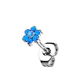Titanium Stud Earring Titan Threadless Earring Stud Opal Flower Top