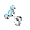 Titanium Stud Earring Titan Threadless Push In Earring Stud 3 Round Bezel Setting Cubic Zirconia Curve Top
