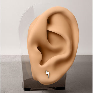Titanium Stud Earring Lightning Bolt Flat Silver