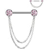 Titanio Piercing Pezón Colgante con circonita Push In Pezón