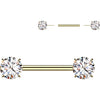 Titanium Nipple Piercing Prong Setting Cubic Zirconia Push-In