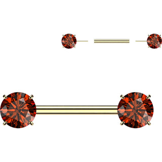 Titanium Nipple Piercing Prong Setting Cubic Zirconia Push-In