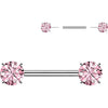 Titanium Nipple Piercing Prong Setting Cubic Zirconia Push-In