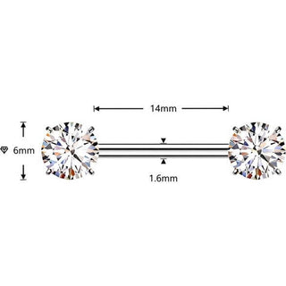 Titanium Nipple Piercing Prong Setting Cubic Zirconia Push-In