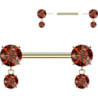 Titanium Nipple Piercing Prong Setting Cubic Zirconia Dangle Push-In