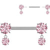 Titanium Nipple Piercing Prong Setting Cubic Zirconia Dangle Push-In