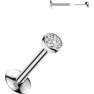 Titanium Labret bezel setting cubic zirconia ball Push-In