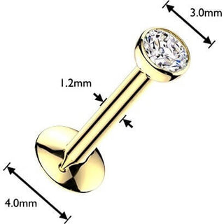 Titanium Labret bezel setting cubic zirconia ball Push-In