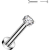 Titanium Labret Zirconia Silver Push-In