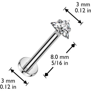 Titanio Triangulo de circonita Push In Labret