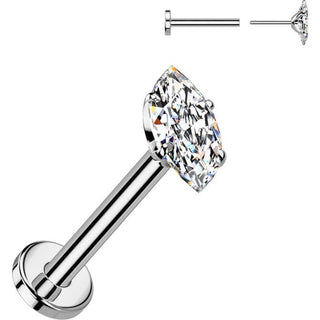 Titanium Labret zirconia marquise cut Push-In