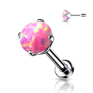 Titanium Labret Opal Silver Push-In