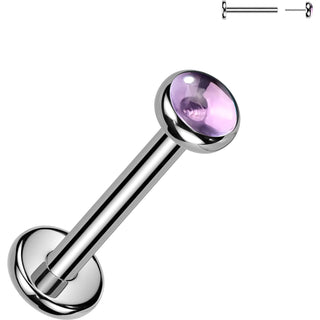 Titanium Labret Bezel Set Natural Stone Push-In