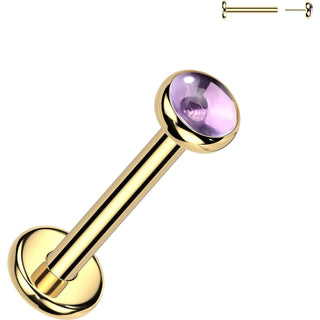Titanium Labret Bezel Set Natural Stone Push-In
