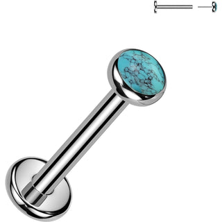 Titanium Labret Bezel Set Natural Stone Push-In