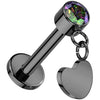 Titanium Labret heart dangle zirconia Push-In