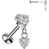 Titanium Labret two hearts zirconia Push-In
