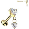 Titanium Labret two hearts zirconia Push-In
