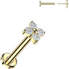 Titanium Labret 4 Zirconia Petal Flower Push-In