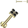 Titanium Labret 4 Zirconia Petal Flower Push-In