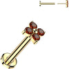 Titanium Labret 4 Zirconia Petal Flower Push-In