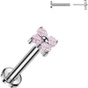 Titanium Labret 4 Zirconia Petal Flower Push-In