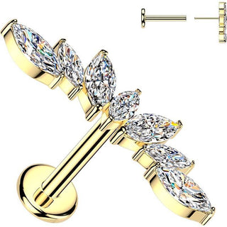 Titanium Labret 7 marquise zirconia wide fan Push-In
