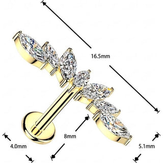 Titanium Labret 7 marquise zirconia wide fan Push-In