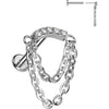 Titanium Labret Pave Cubic Zirconia Curve Double Chain Dangle Push-In