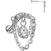 Titanium Labret Double Chain Curve Cubic Zirconia Dangle Push-In