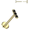 Titanium Labret 3 Zirconia Bar Push-In