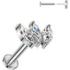 Titanium Labret 3 zirconias marquise cut Push-In