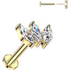 Titanium Labret 3 zirconias marquise cut Push-In