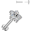 Titanium Labret 5 zirconia flower Push-In
