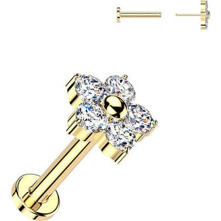 Titanium Labret 5 zirconia flower Push-In